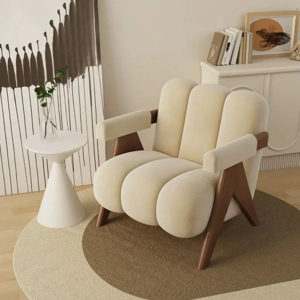Luxury Japanese cream style balcony leisure chair