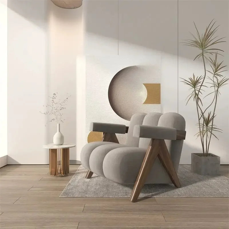 Luxury Japanese cream style balcony leisure chair