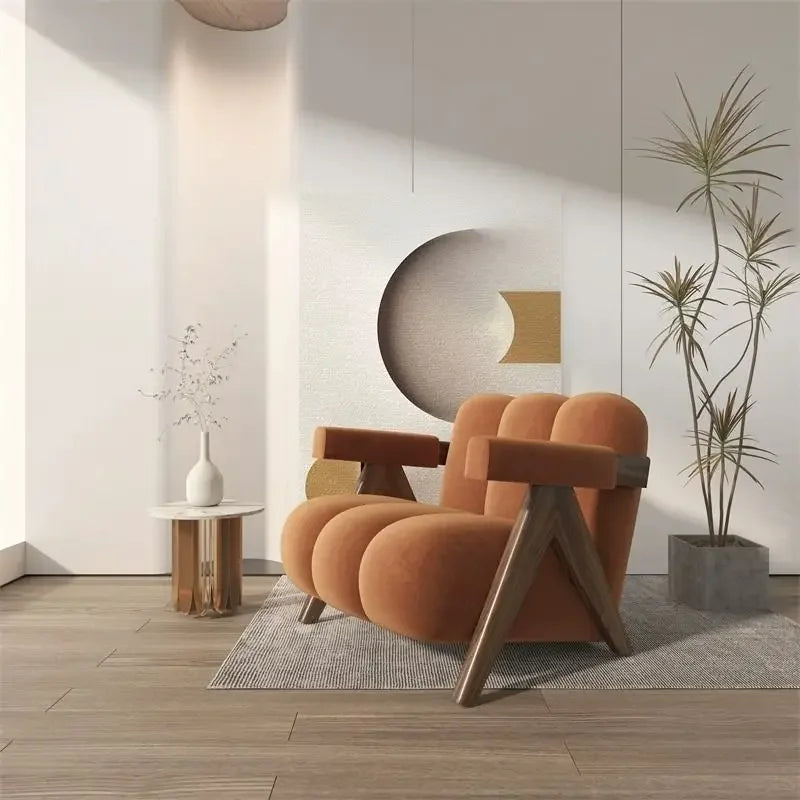 Luxury Japanese cream style balcony leisure chair