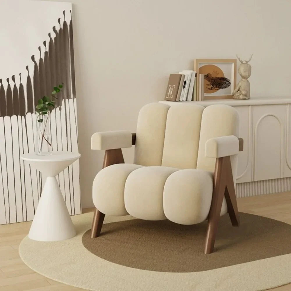 Luxury Japanese cream style balcony leisure chair
