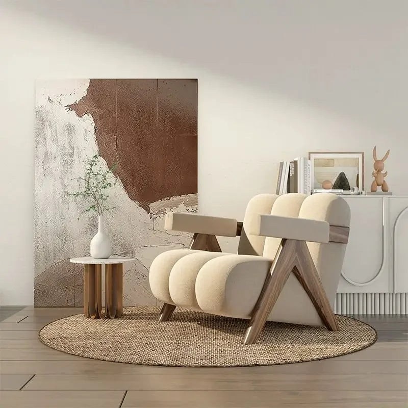 Luxury Japanese cream style balcony leisure chair